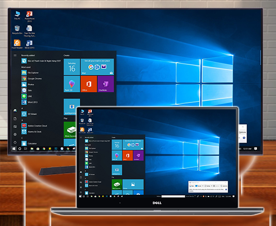 Kết quả, Tivi v&agrave; laptop kết nối được với nhau để tr&igrave;nh chiếu th&ocirc;ng tin.
